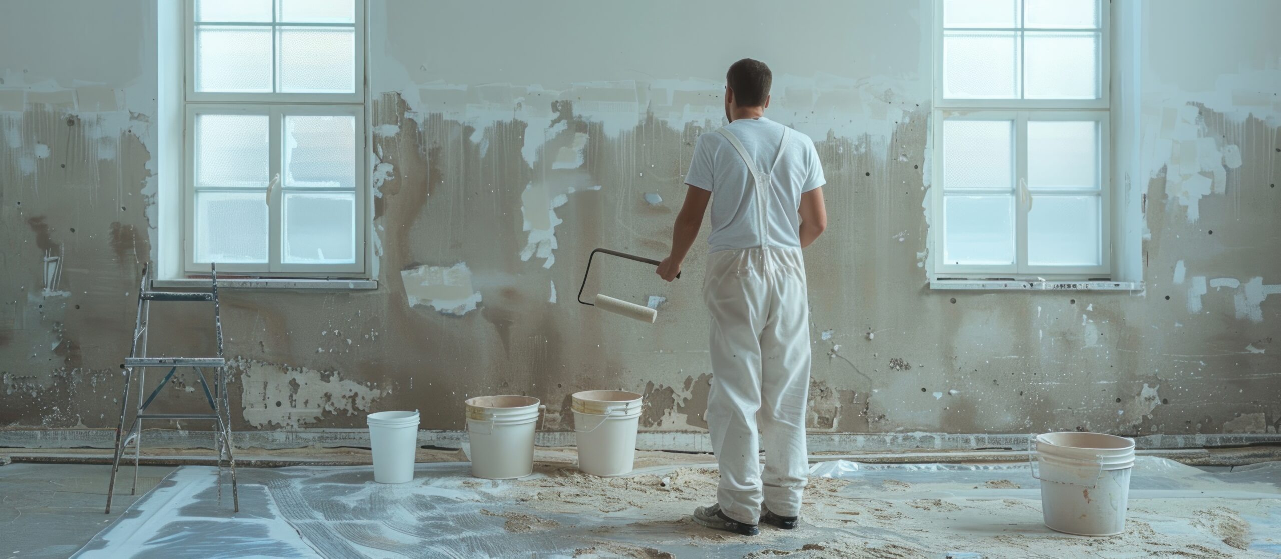 Worker Applying Plaster On A Wall Entreprise de maçonnerie